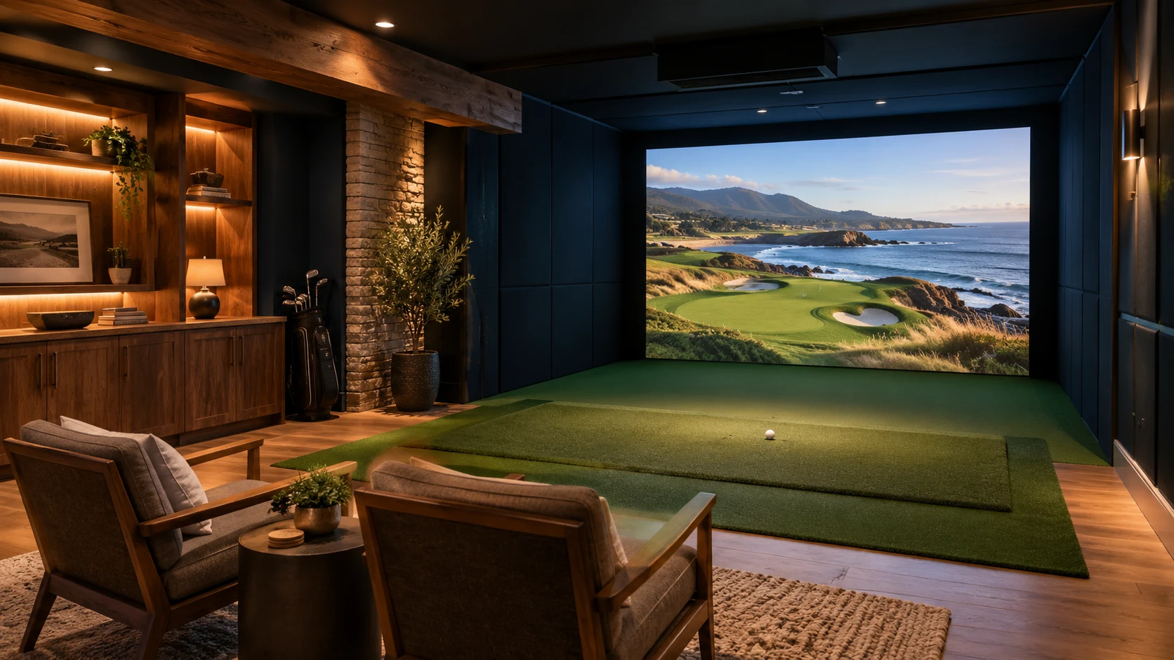 Basement golf simulator inspiration